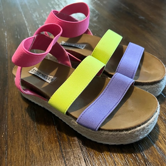 Steve Madden J Nikki Platform sandals multicolored ankle strap girls size 13-GUC - Picture 2 of 5
